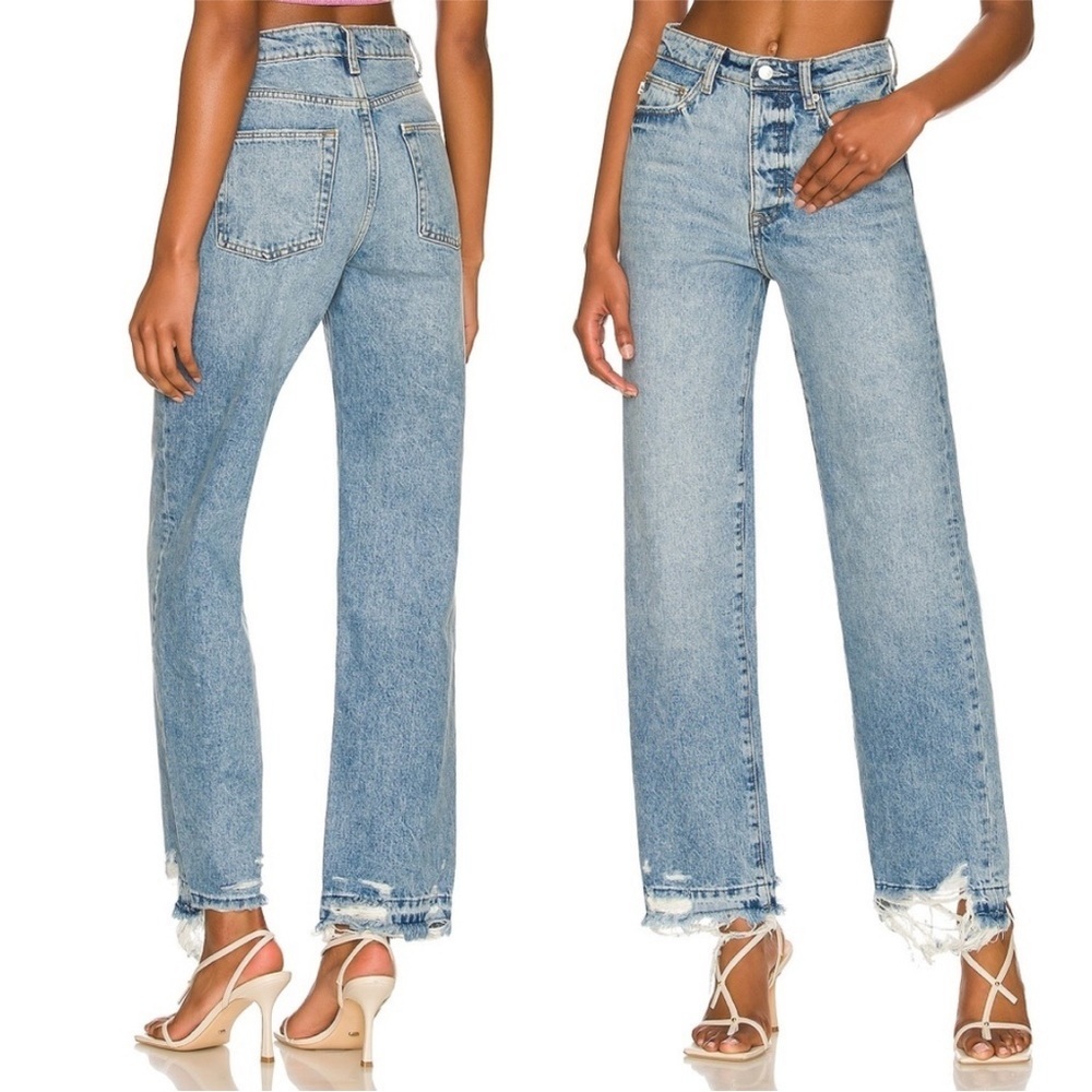 NWT Lovers + Friends Ryan High Rise Rigid Loose Straight in Cascade Wash…